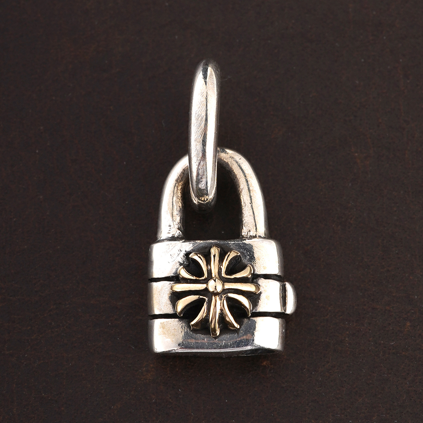 吊坠925银 925银手工复古十字架锁头吊坠