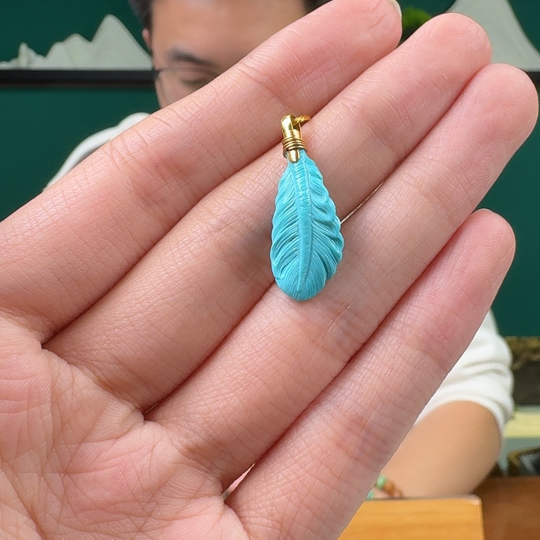 绿松石18K金镶嵌珠宝奇石