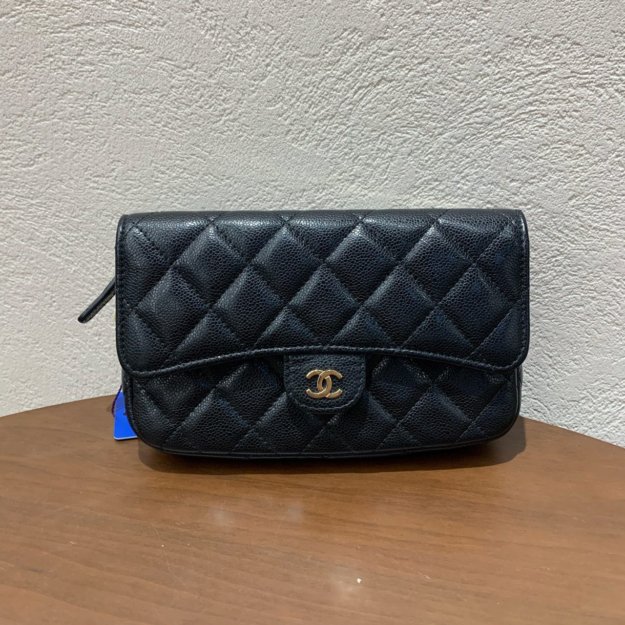 99新 Chanel/香奈儿 23A 黑金荔枝纹牛皮cf woc 时尚单肩斜挎包