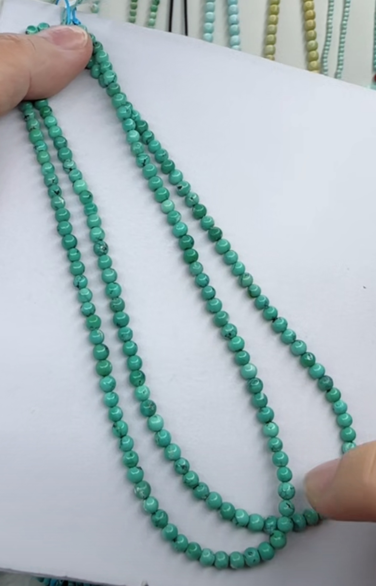 天然原矿绿松石米链