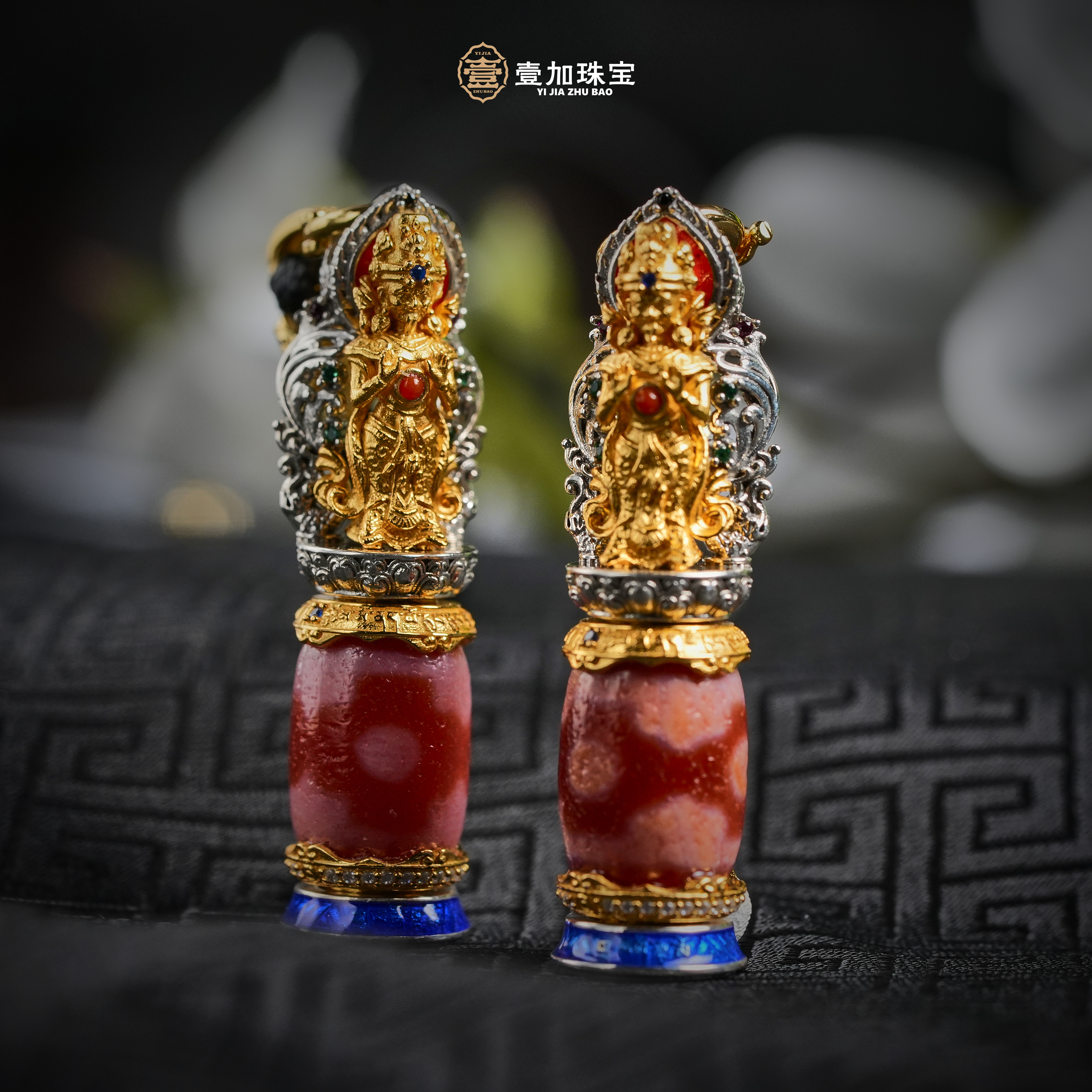 壹加小羊/银镶红肉吊坠多样性发一个