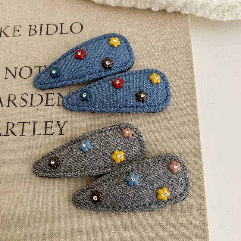 韩版新款设计感水钻花朵水滴发夹边夹前额夹碎发夹日常少女感甜酷