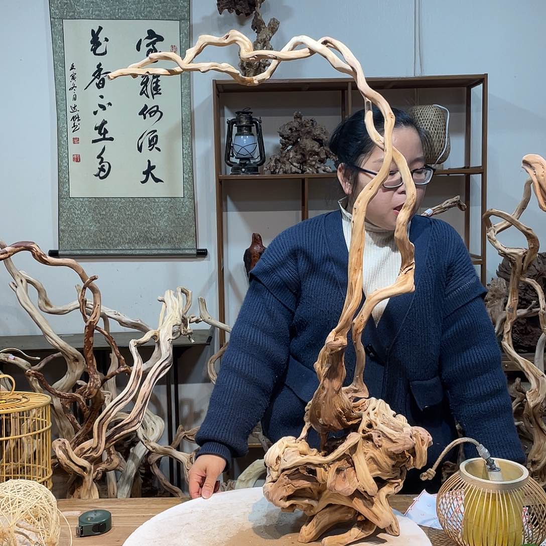 香杉木杜鹃根根艺摆件