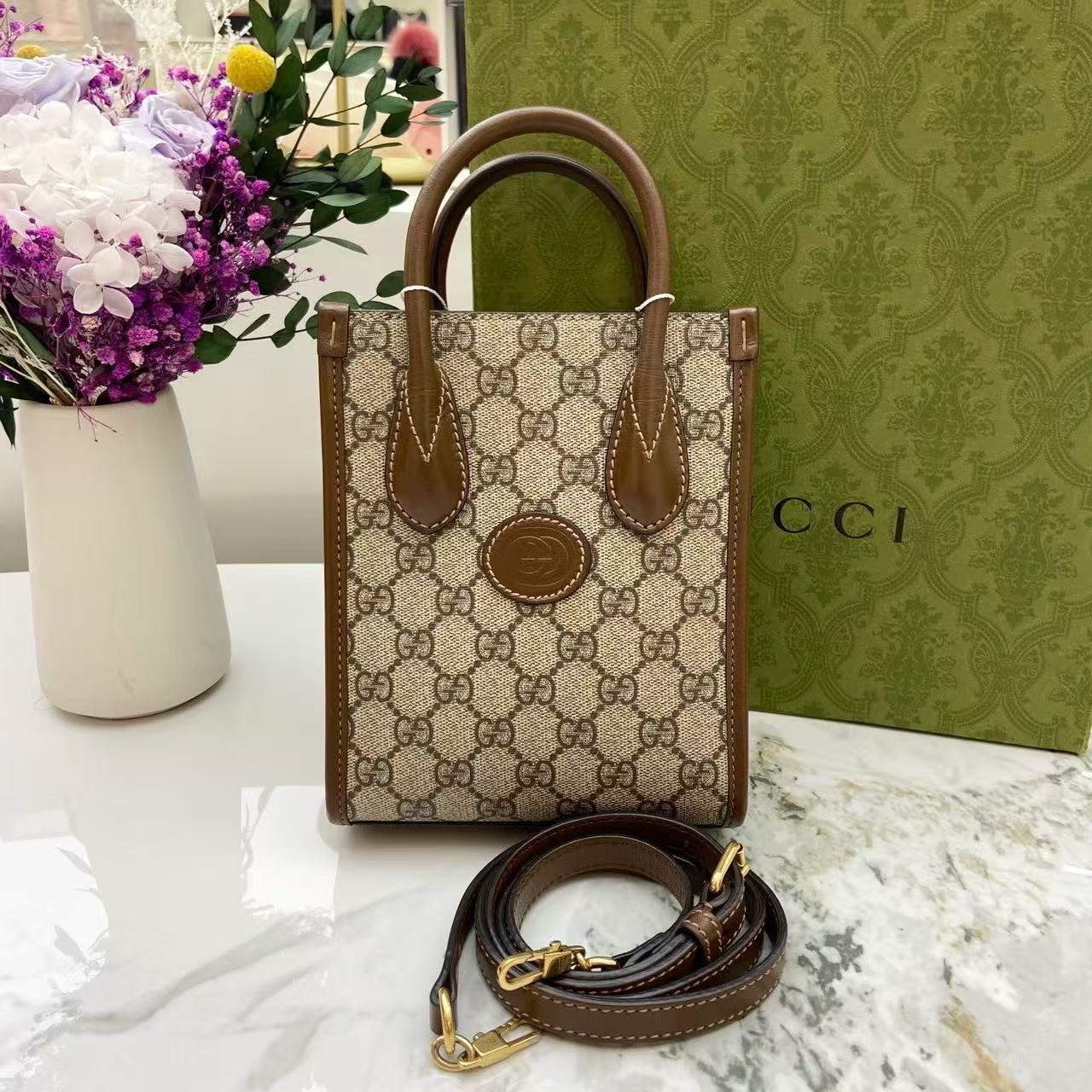 95新 GUCCI/古驰 古驰小托特单肩包