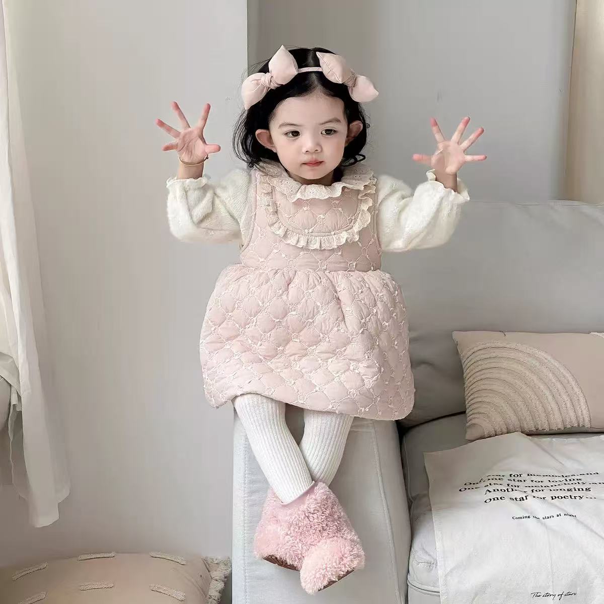 冬季女厚款洋气保暖套装冬季婴幼儿两件套冬款