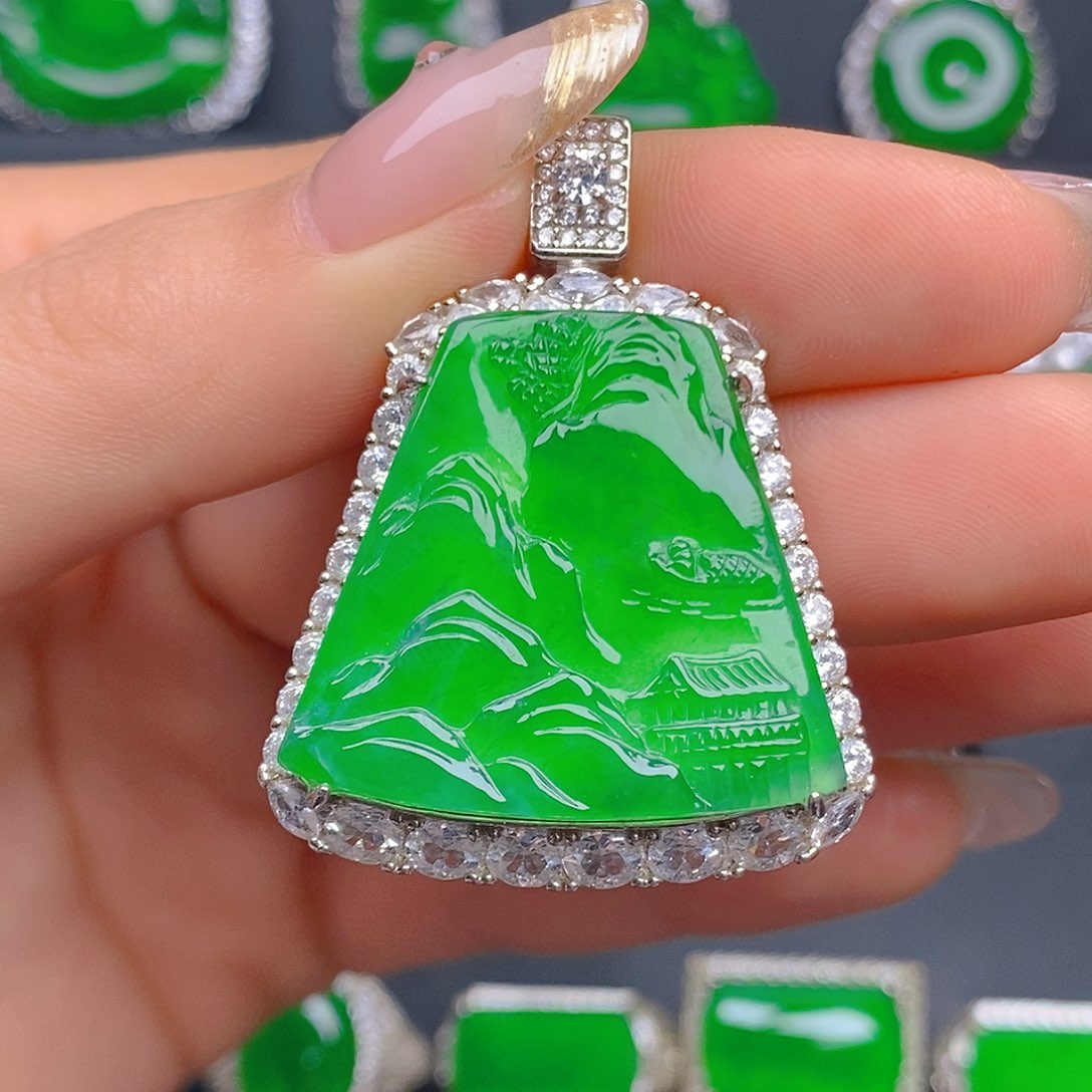 银S925镶嵌翡翠耳饰