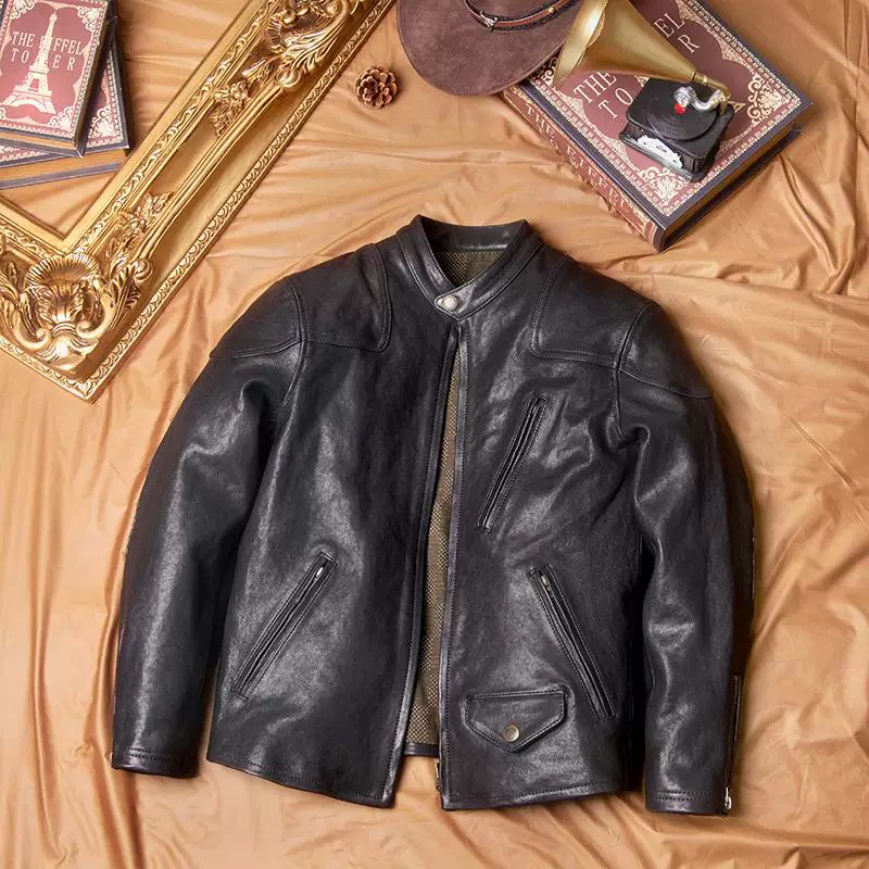 经典毒液款真皮皮衣男进口植鞣绵羊皮夹克立领机车服黑色纯皮外套