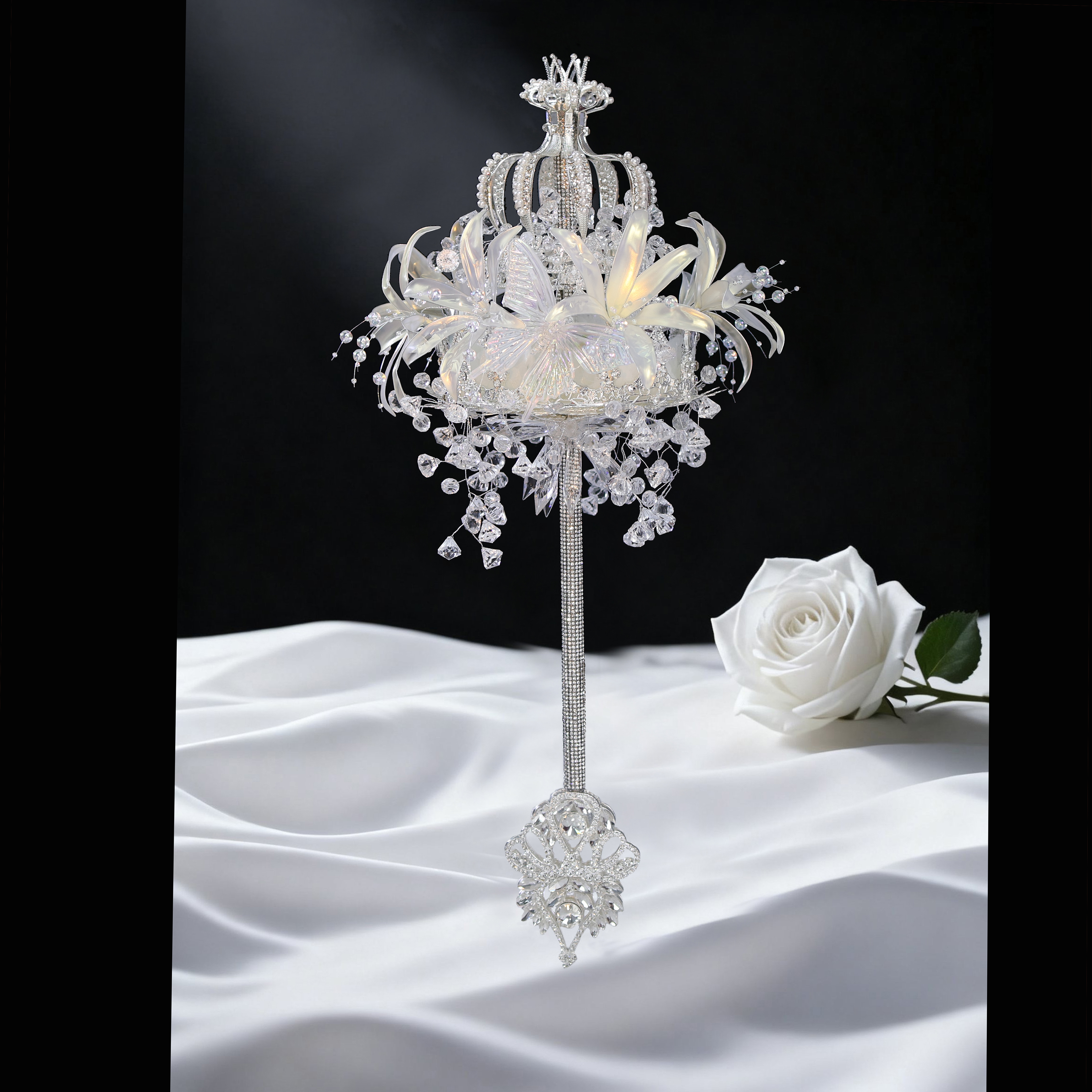 高级感新娘公主权杖手捧花中西式婚礼新婚礼物重工材料包成品