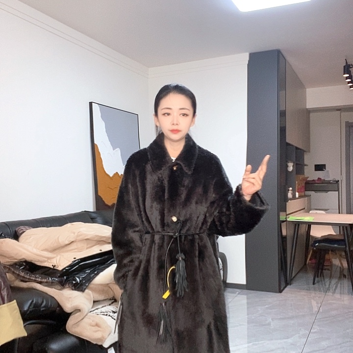 绵羊皮拉贡皮毛一体灰色M125斤内