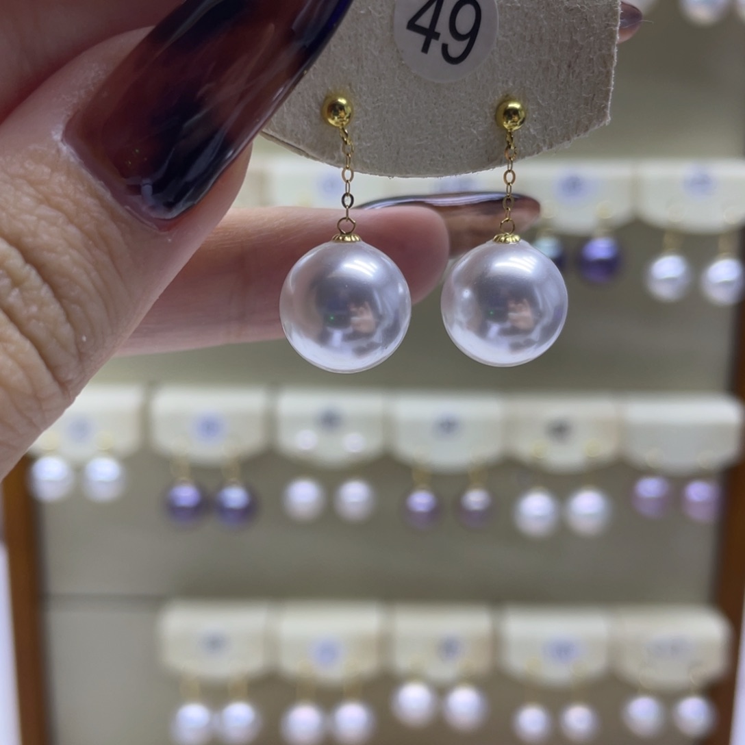 淡水珍珠耳饰18K金镶嵌