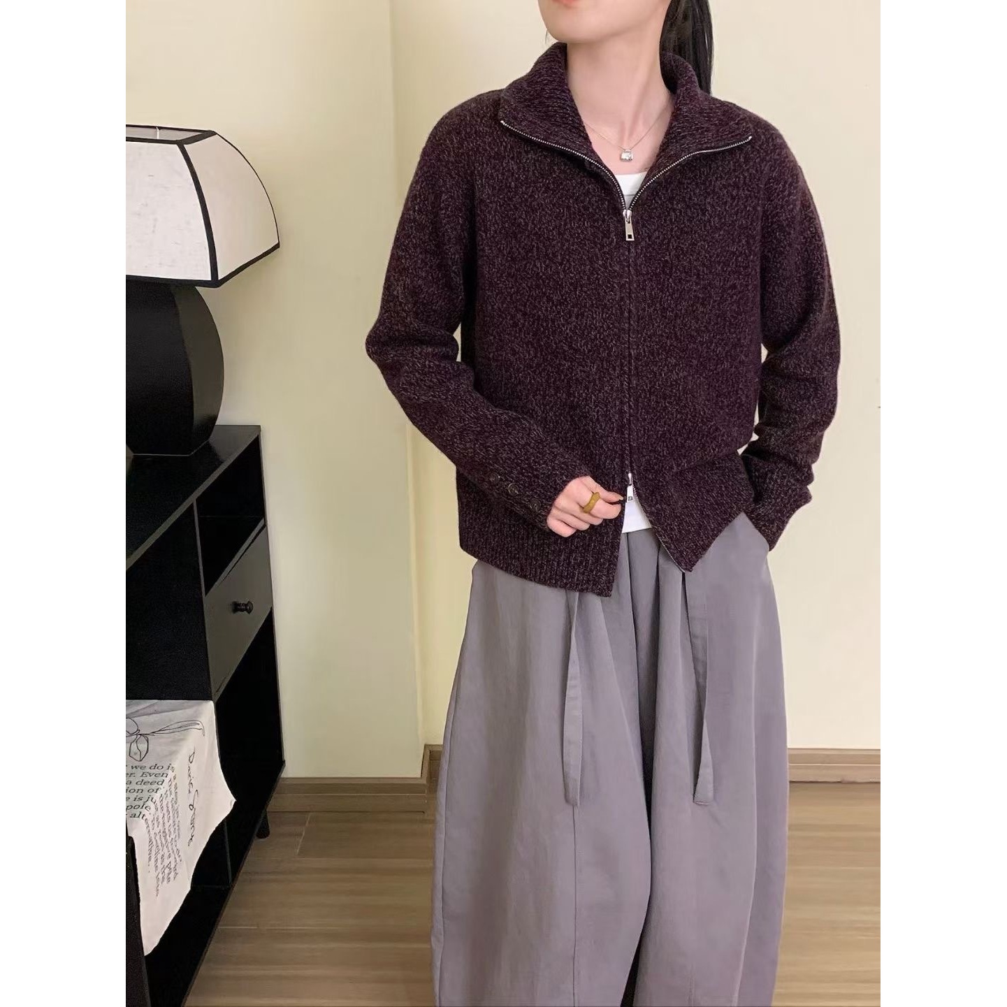 侖敦豪仕｜花纱双拉链女士羊毛衫52309