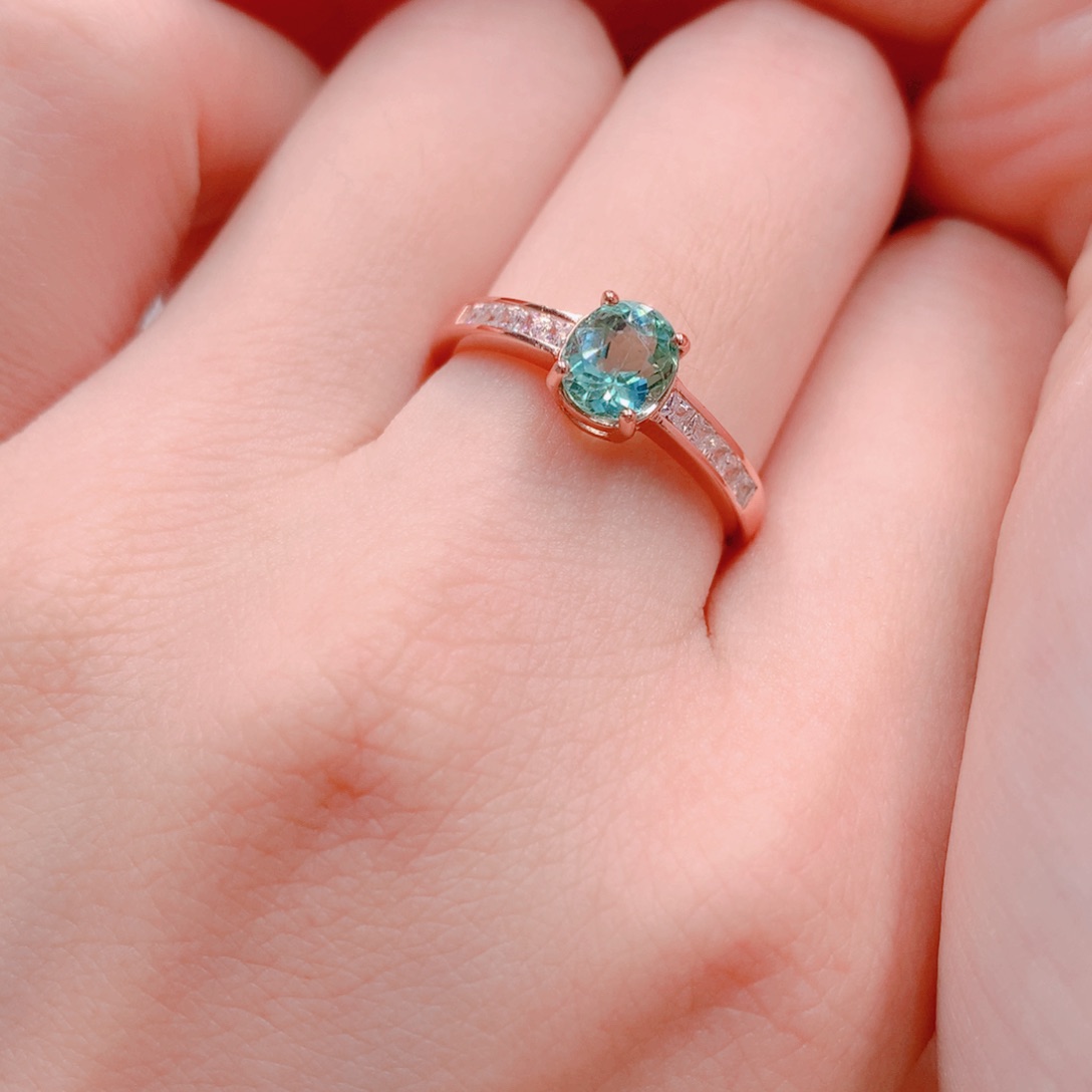 碧玺戒指银S925镶嵌戒指