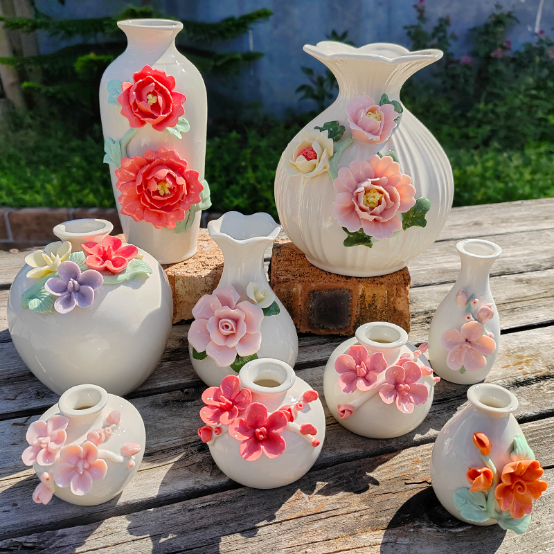 陶瓷花瓶手工花摆件水培插花家居装饰