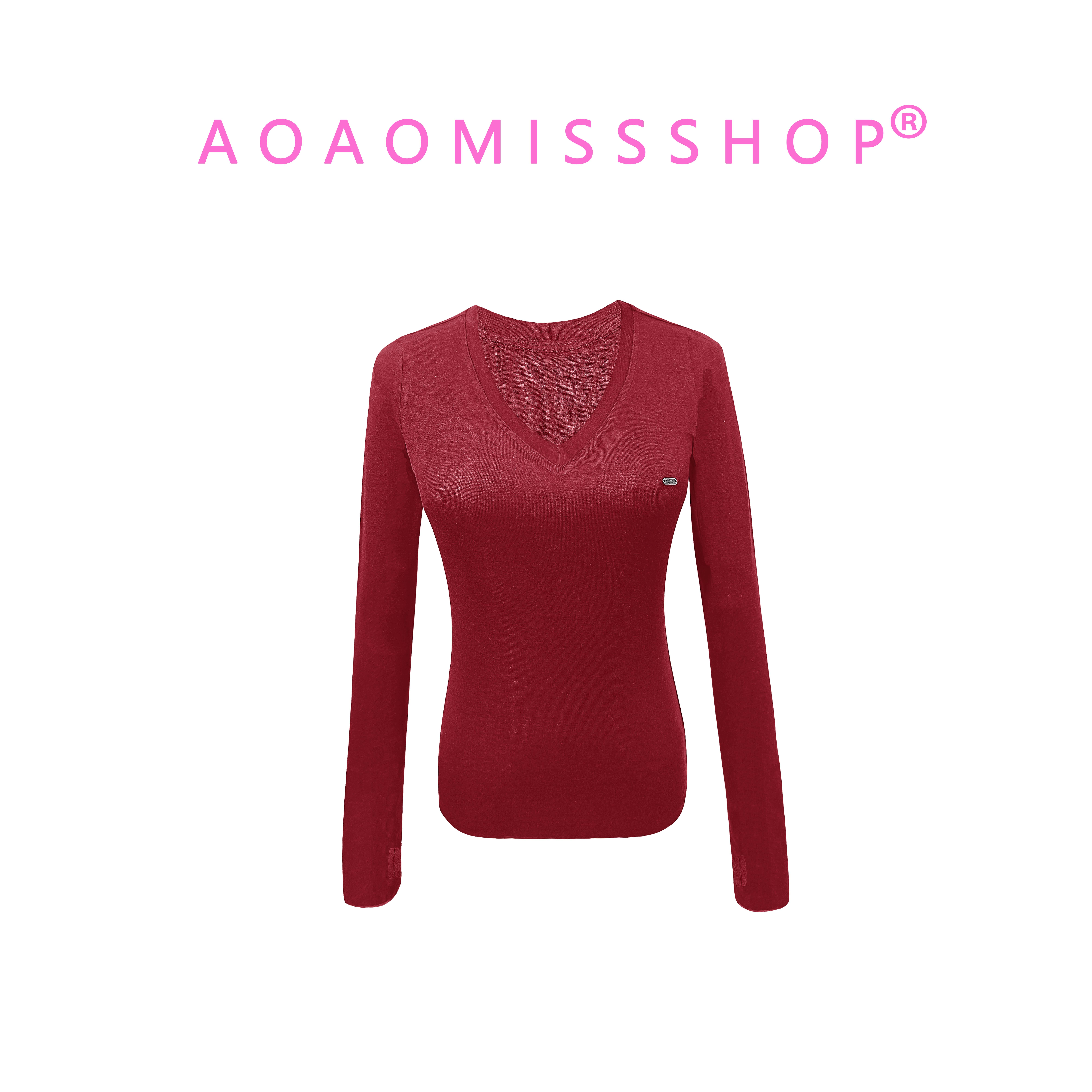 【V领天丝羊毛】AOAOMISSSHOP鳌鳌家早秋打底衫长袖上衣46-3