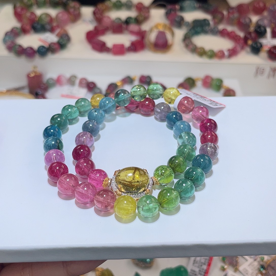 碧玺手链18K金镶嵌碧玺手链