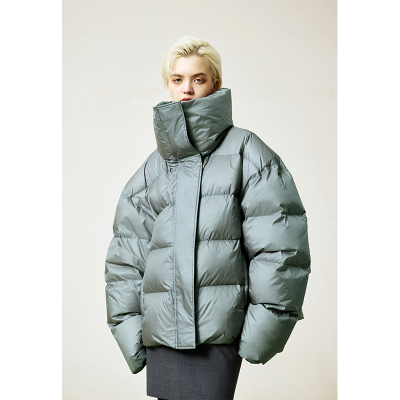 MeeLeeMeeLab 原创绅士优雅超轻柔大立领面包款白鹅绒羽绒服 秋冬