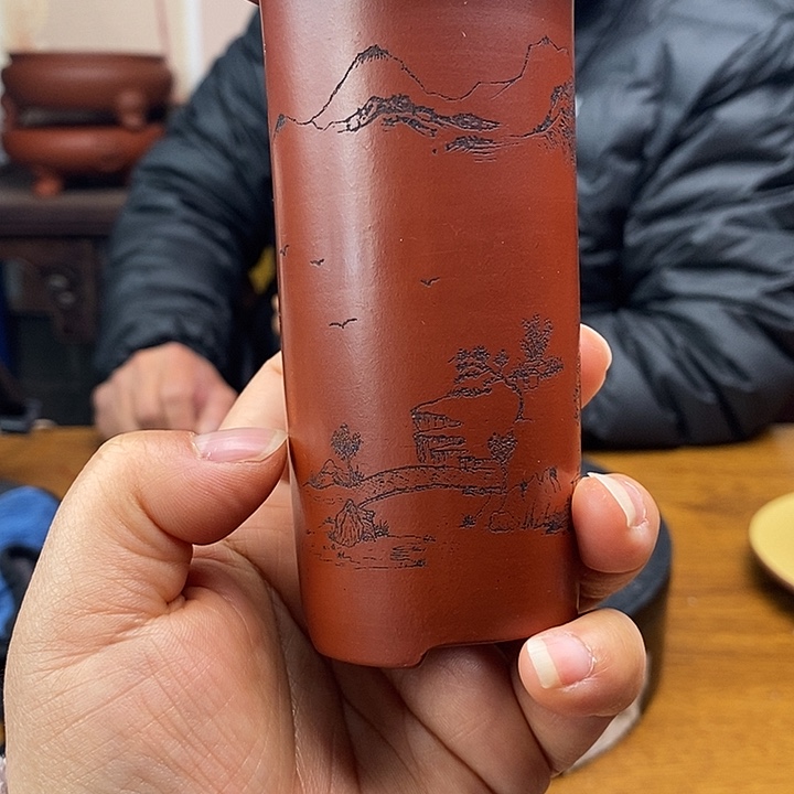 紫砂花盆货号一只山水