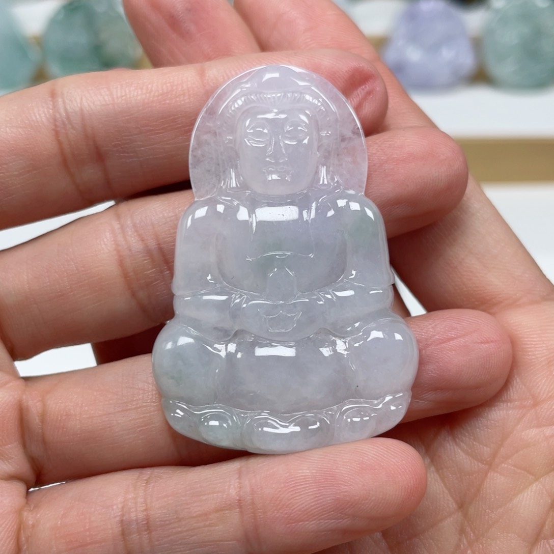 翡翠颈饰未镶嵌天然翡翠A货观音95号