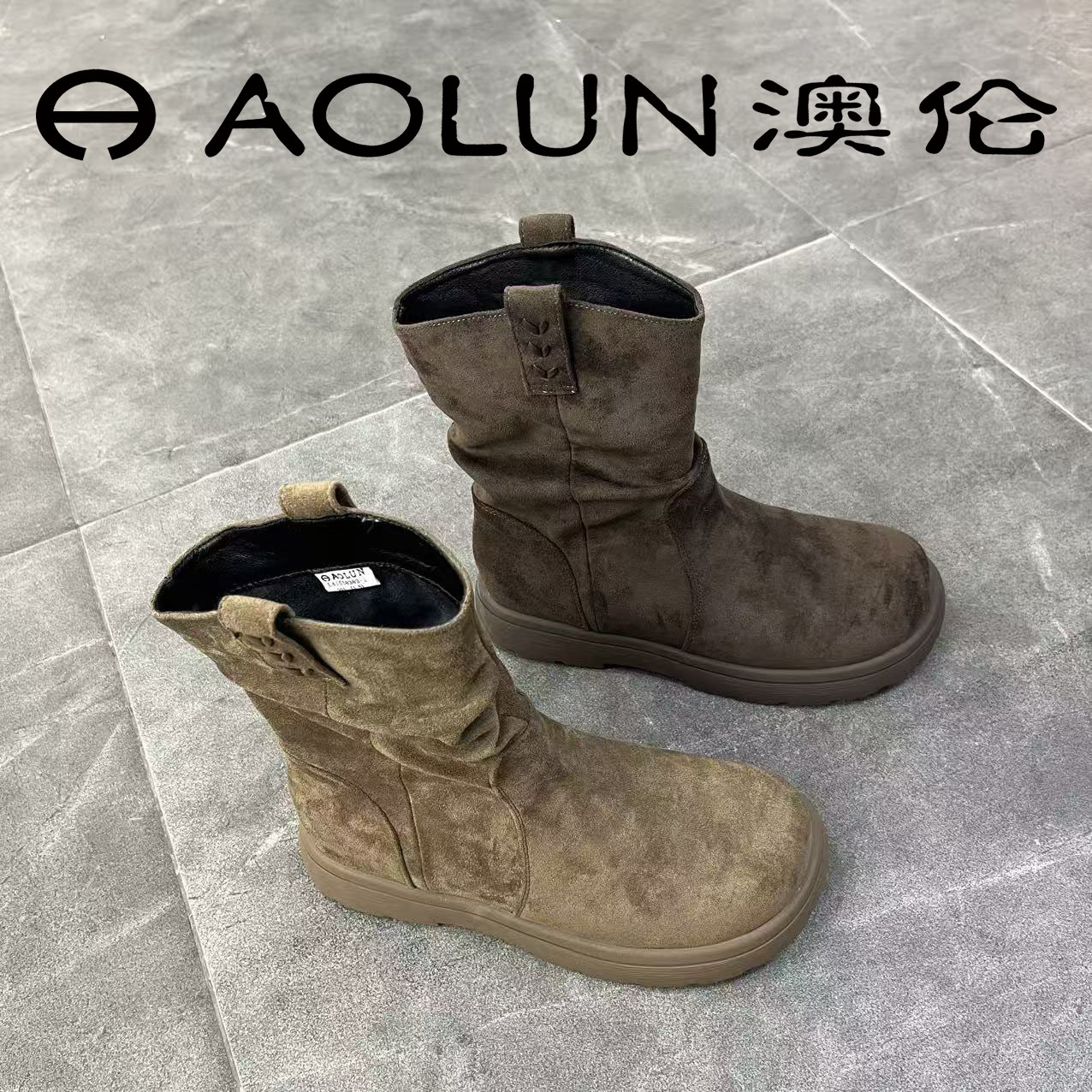 L41558383-1澳伦冬季新款2025复古百搭圆头舒适博肯马丁靴短靴女