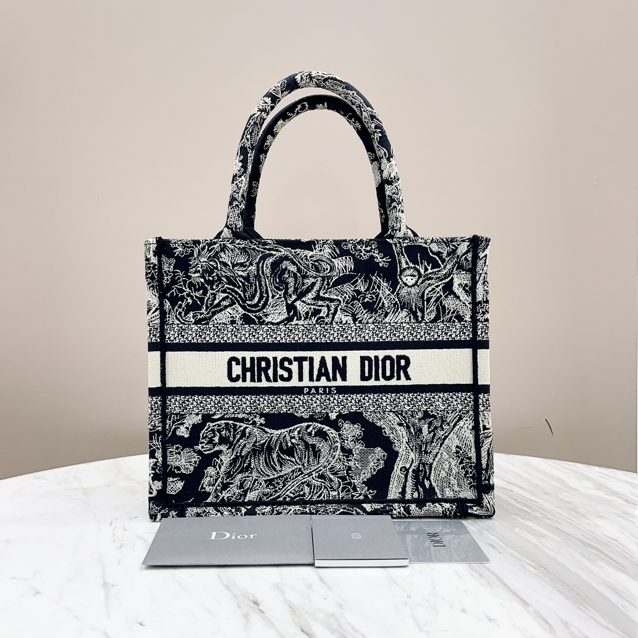 99新 DIOR/迪奥 2号 迪奥印花刺绣小号动物园托特 23年票约26*21 