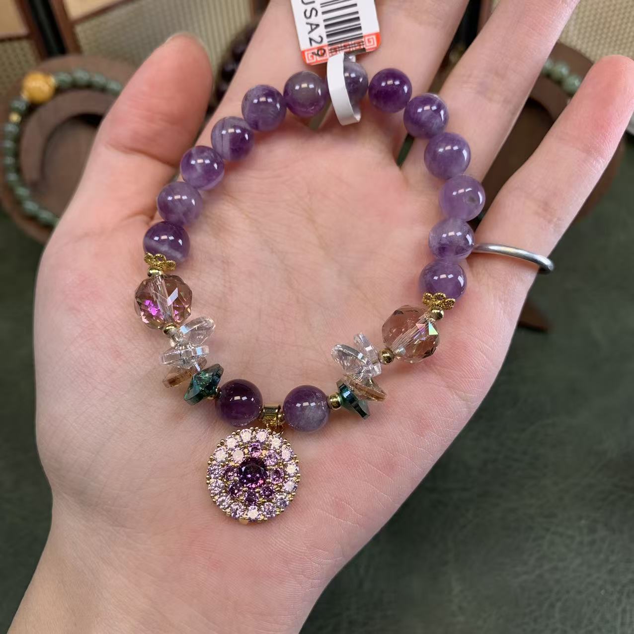 手作珠语集/ZA1058紫水晶 锆石手串