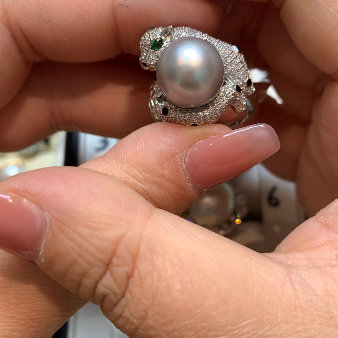 海水珍珠戒指银S925镶嵌