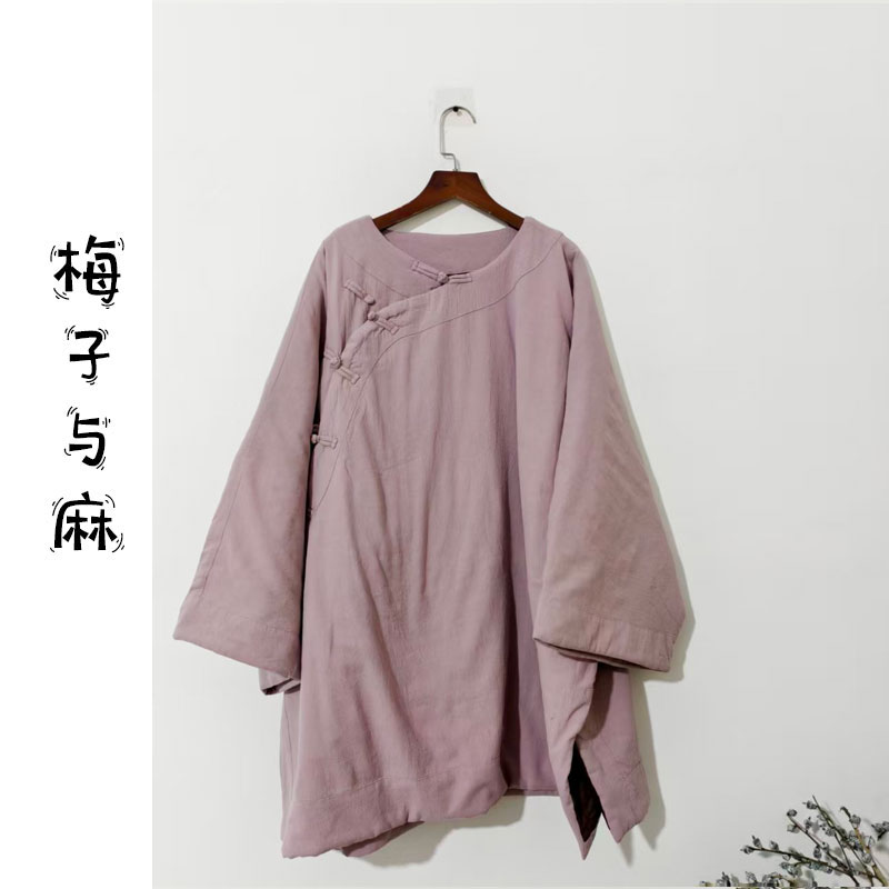 【大梅子推荐】设计款亚麻盘扣棉服JG5212A（衣长82胸围160）