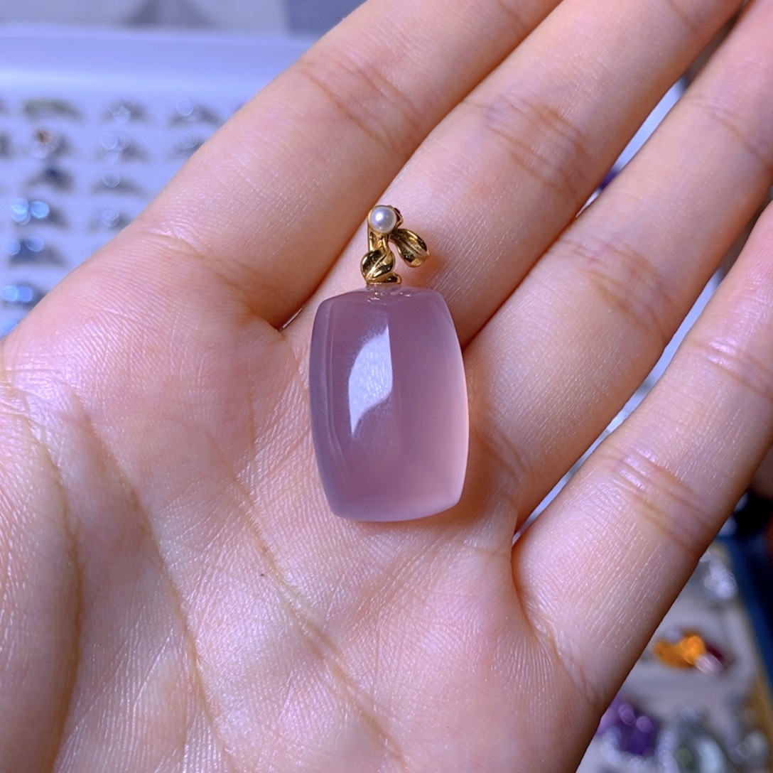 美***钰吊坠(不含链)银S925镶嵌芙蓉石