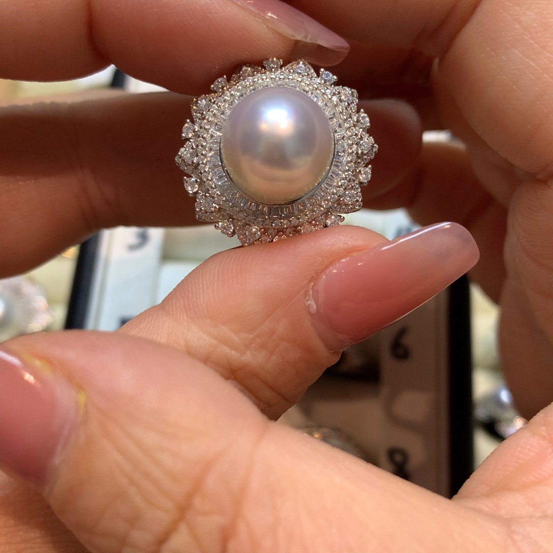 海水珍珠戒指银S925镶嵌