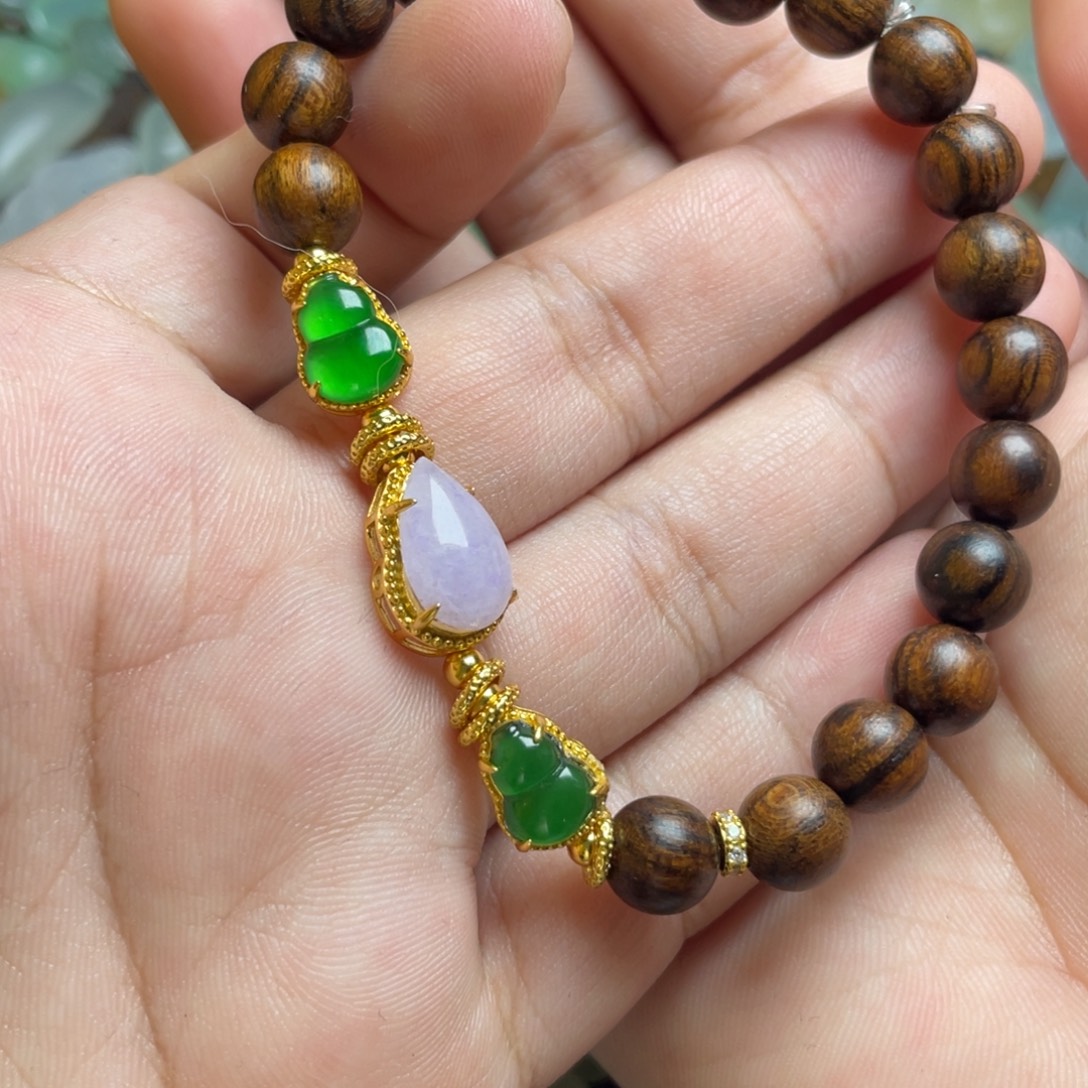 翡翠银S925镶嵌手链手串