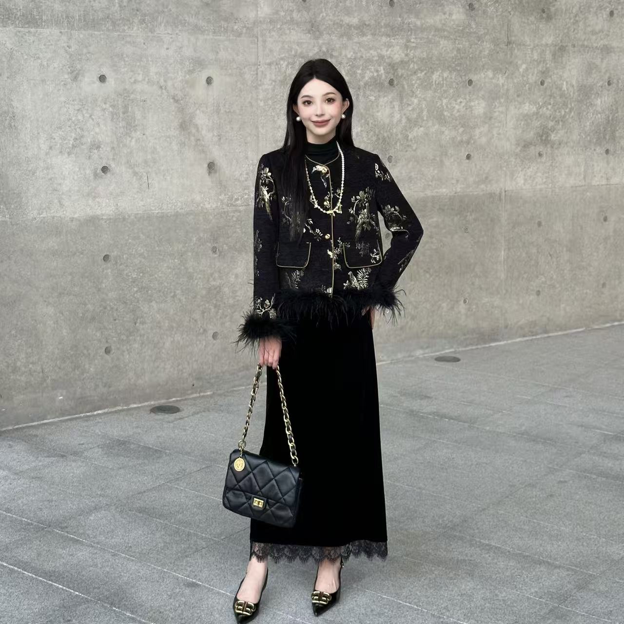 【猫七七】2025秋季新款复古新中式气质半身裙套装Q53TZW5117