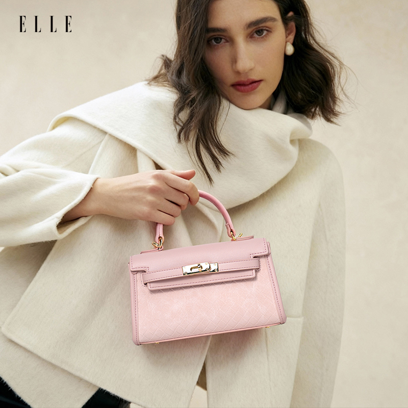 ELLE26年新款爆款【七夕礼物】穿搭日记女士凯莉包单肩包菱格纹小包