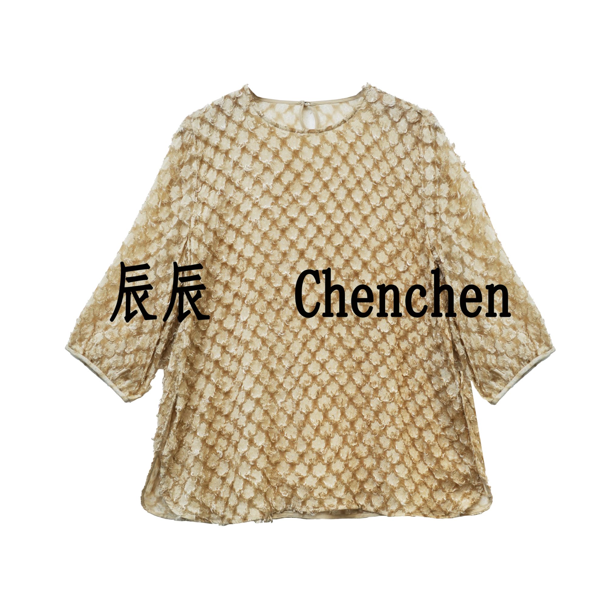 【辰辰高定】桑蚕丝长袖时尚流苏宽松型舒适圆领冬季保暖0332-B