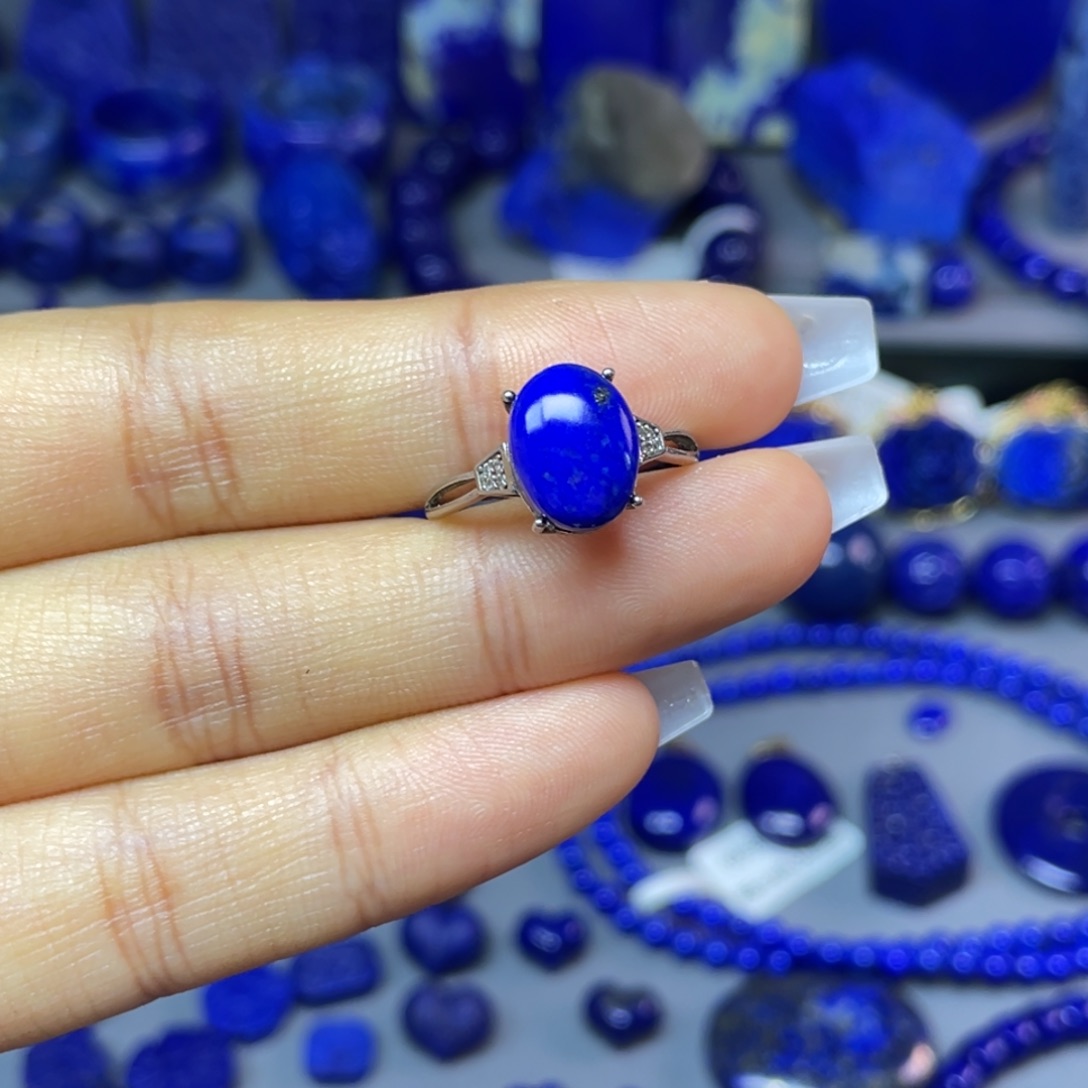 青金石银S925镶嵌戒指（可调节）