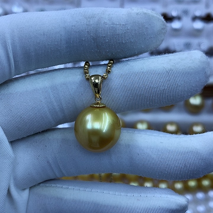 海水珍珠18K金镶嵌吊坠(不含链)