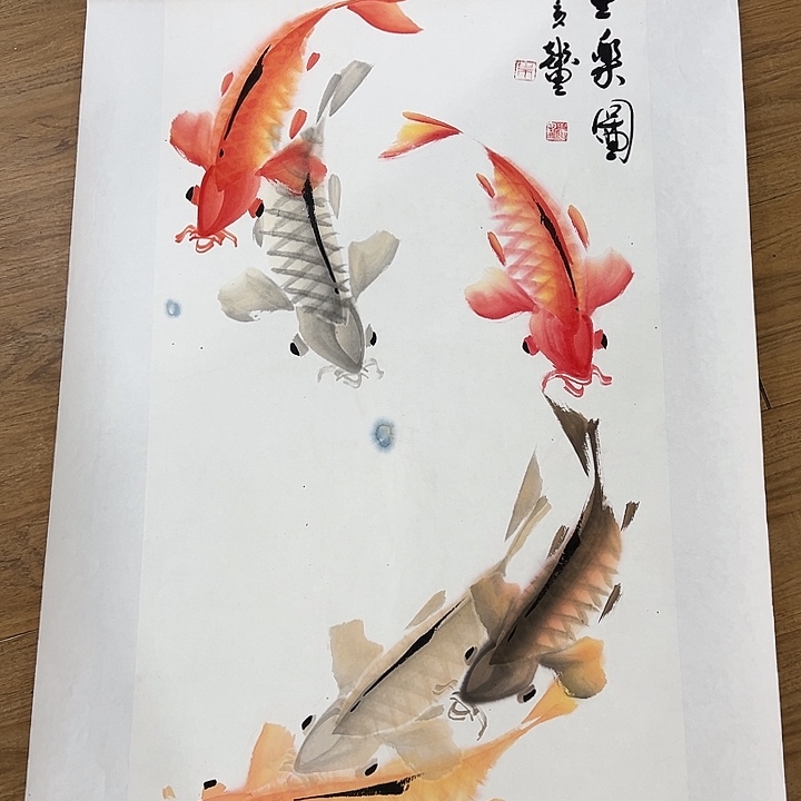 国画知鱼之乐纯手绘