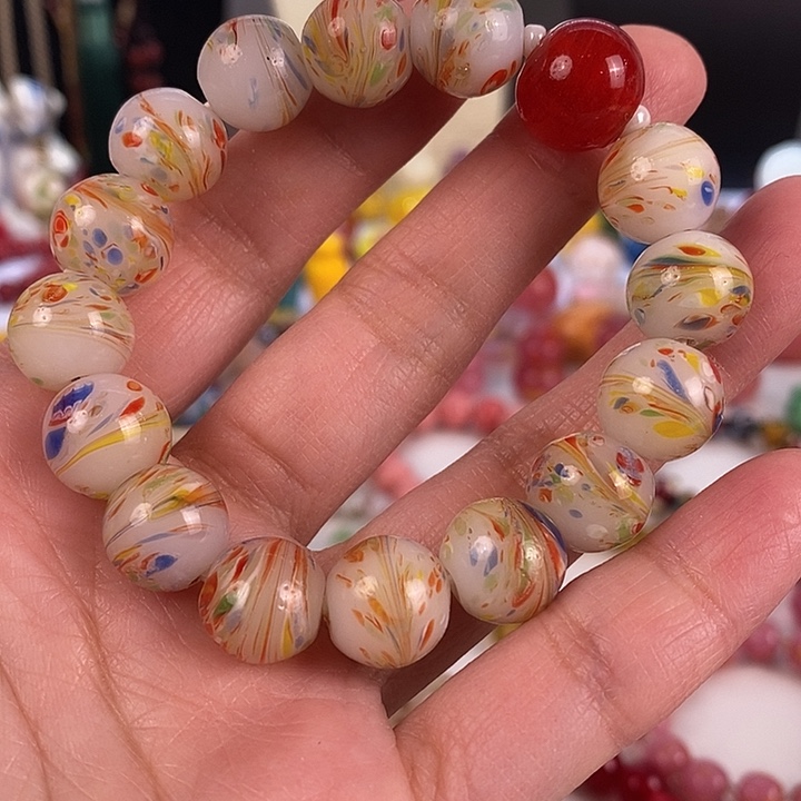 DIY琉璃老琉璃七彩凤尾手串