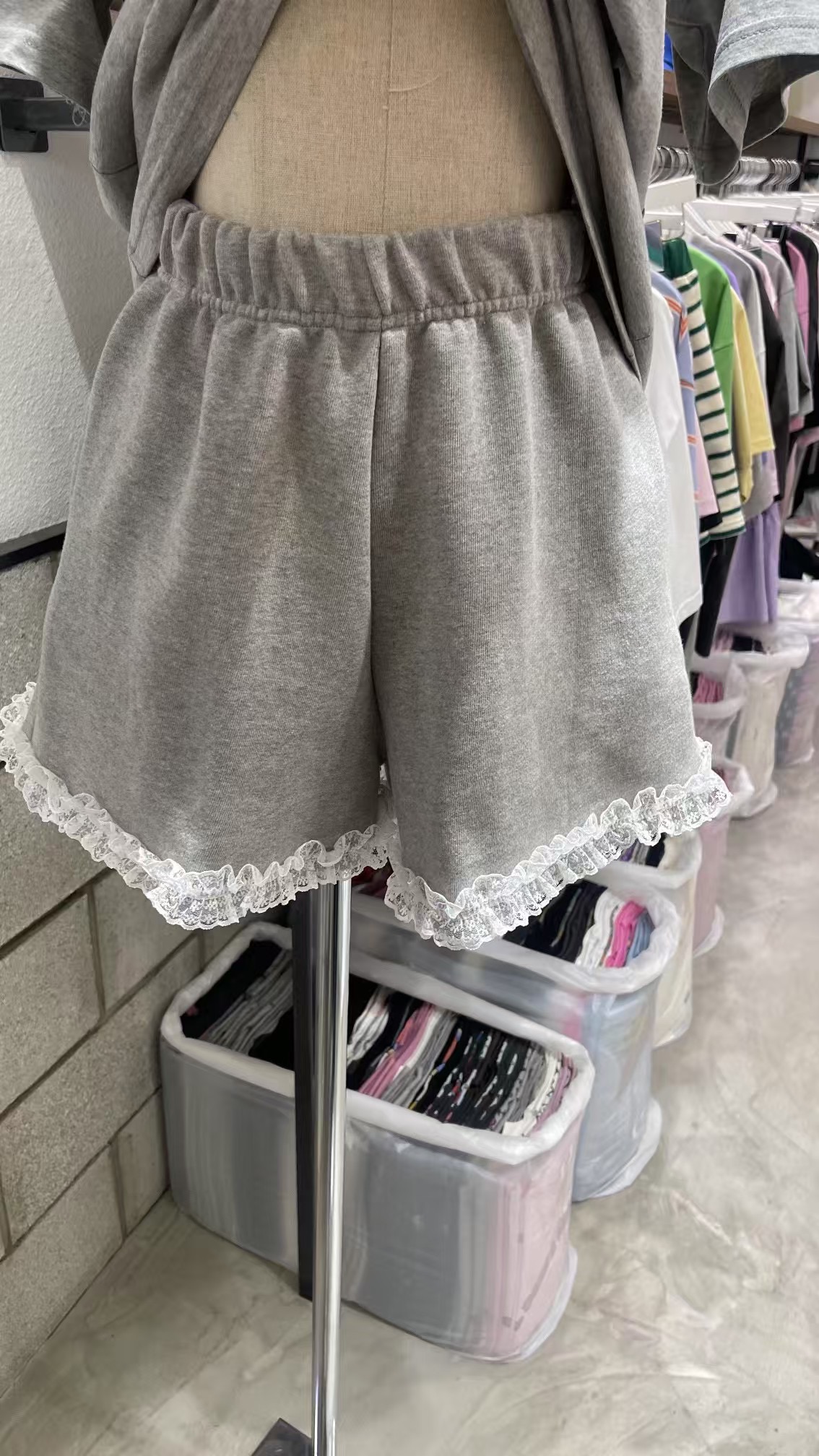 【NO退NO换】韩国东大门2025夏款带蕾丝边卫裤短裤