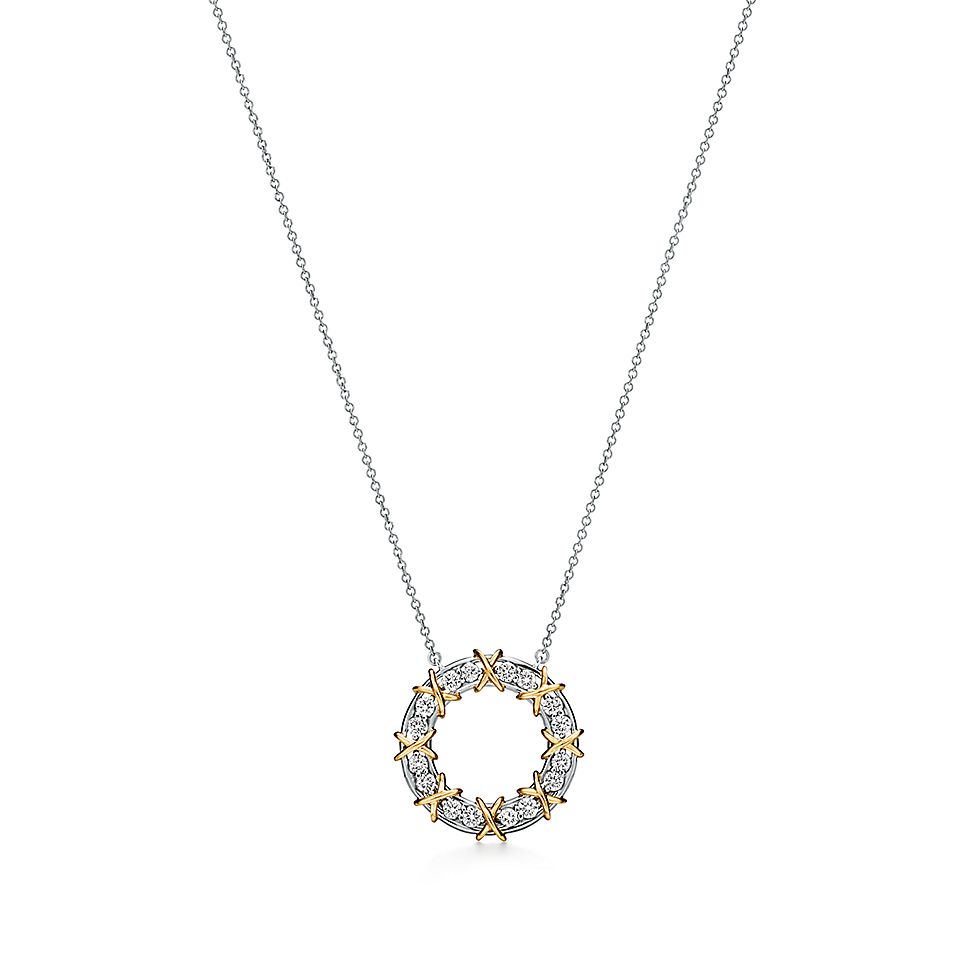 99新 Tiffany & Co./蒂芙尼 SixteenStone系 白金鸟巢项链 W48828