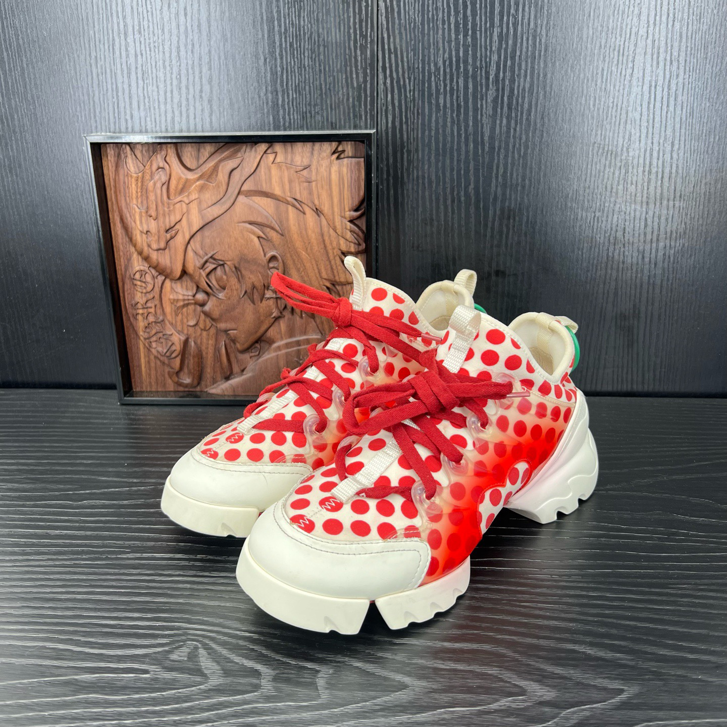 95新 DIOR/迪奥 36.5码白红斑点二手女鞋CH23609