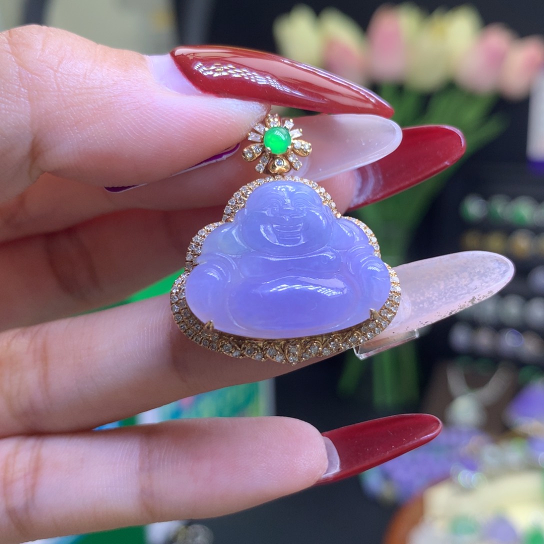 翡翠颈饰18K金镶嵌天然