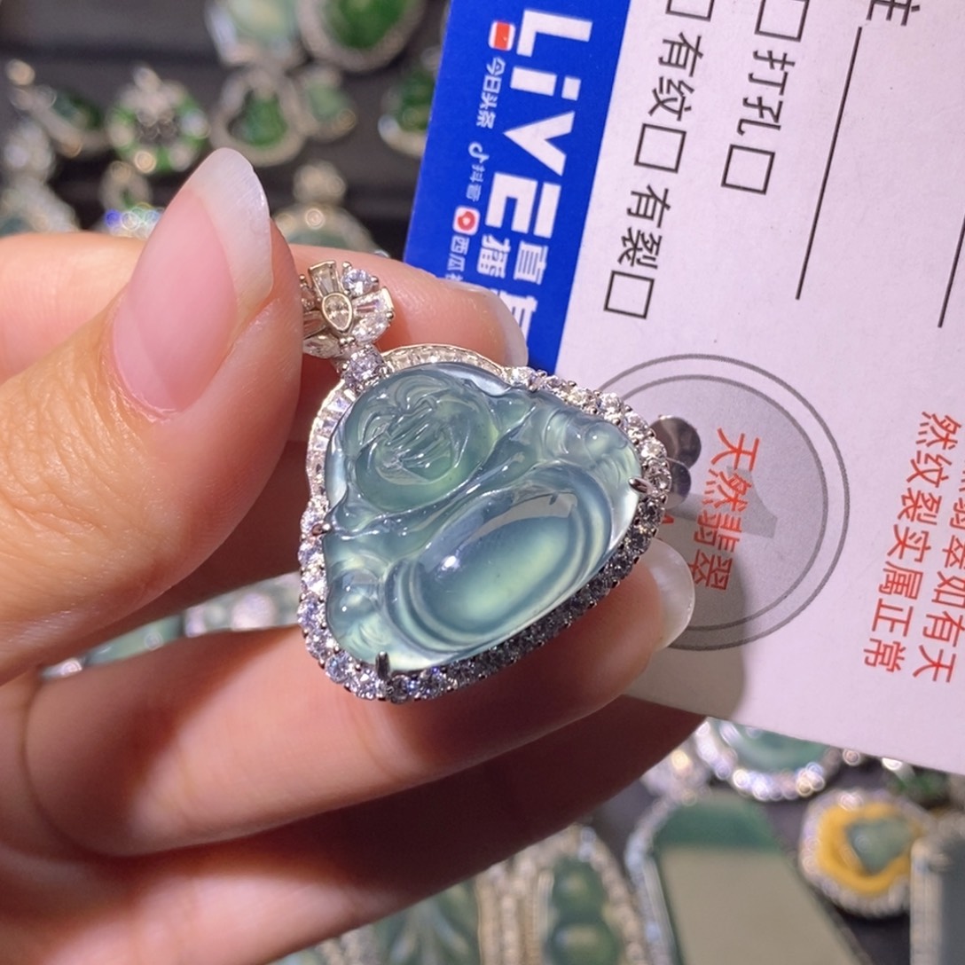 翡翠银S925镶嵌颈饰天然