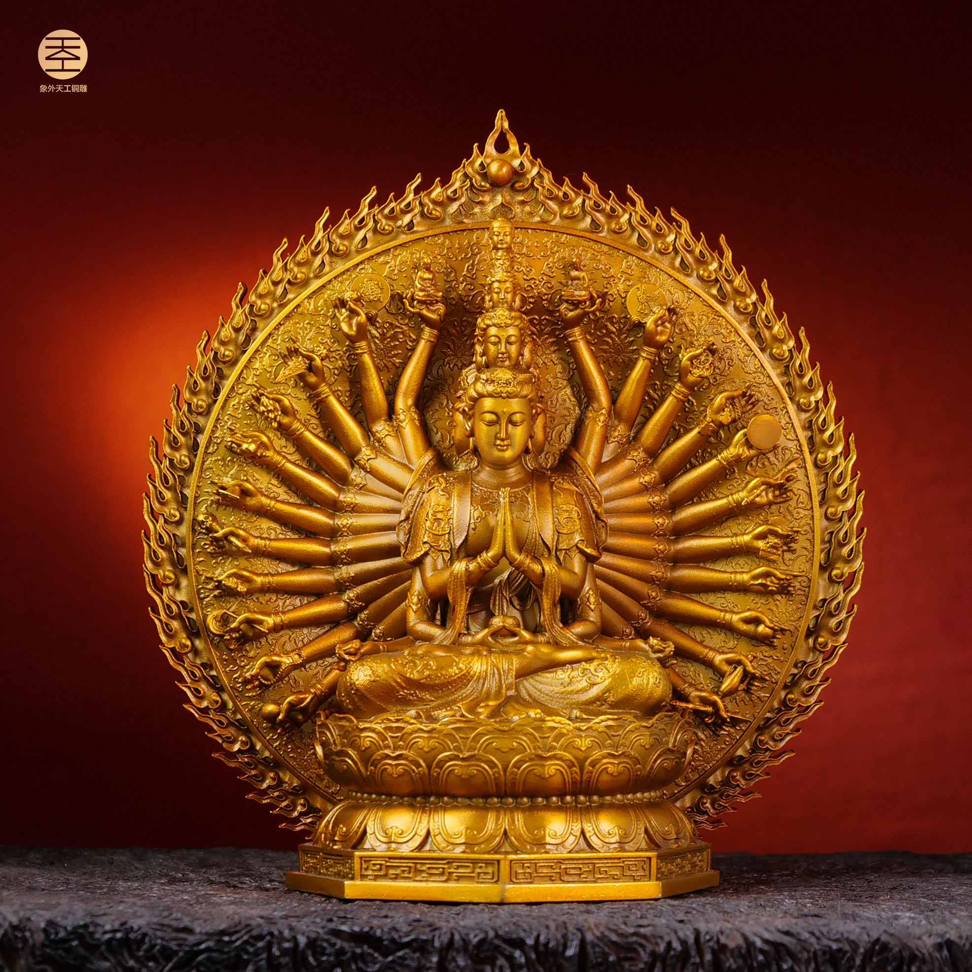 象外天工【国潮】千手观音20#全铜原创雕塑玄关摆件送礼中式