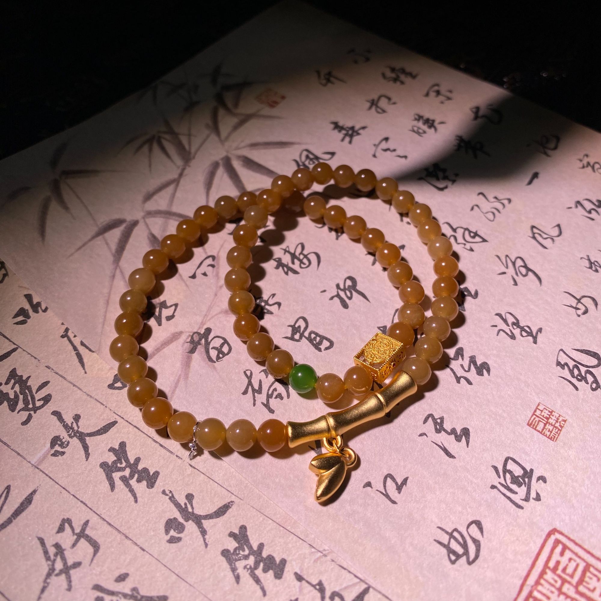 6m黄金糖DIY手串女士百搭气质黄色玉手串精美轻奢手工