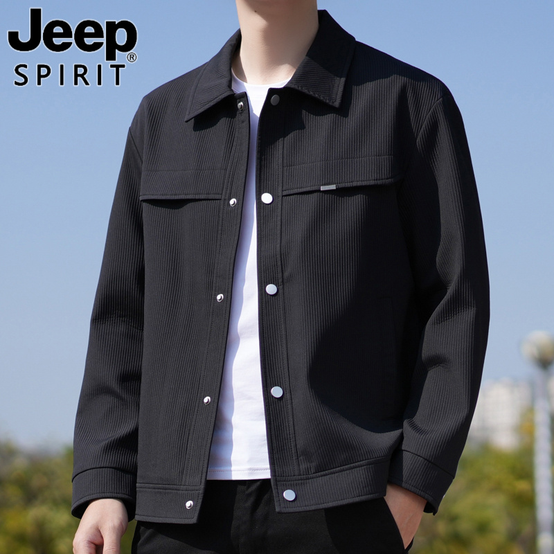 JEEP SPIRIT吉普外套男春秋季新款潮牌宽松工装上衣翻领休闲夹克
