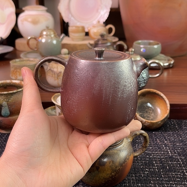 柴烧紫皮纹精品壶250毫升