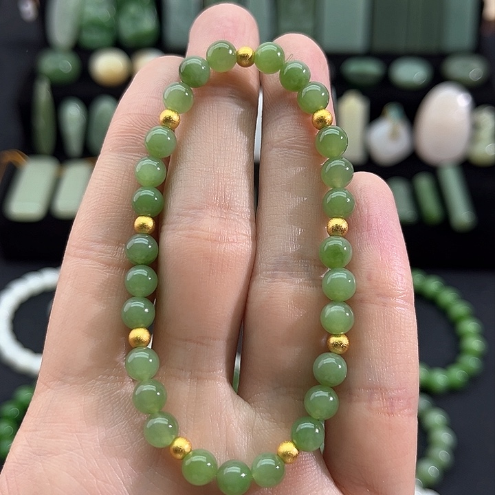 和田玉颈饰未镶嵌碧玉6mm-手串