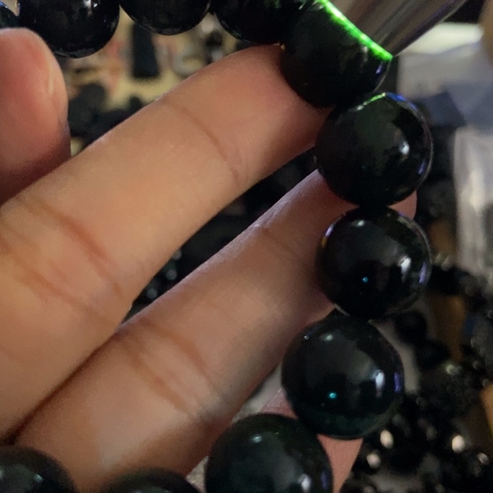 翡翠未镶嵌手链捡漏14墨翠打灯一点棉