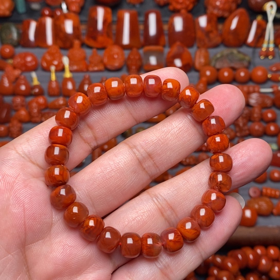 南红玛瑙火焰纹手串未镶嵌