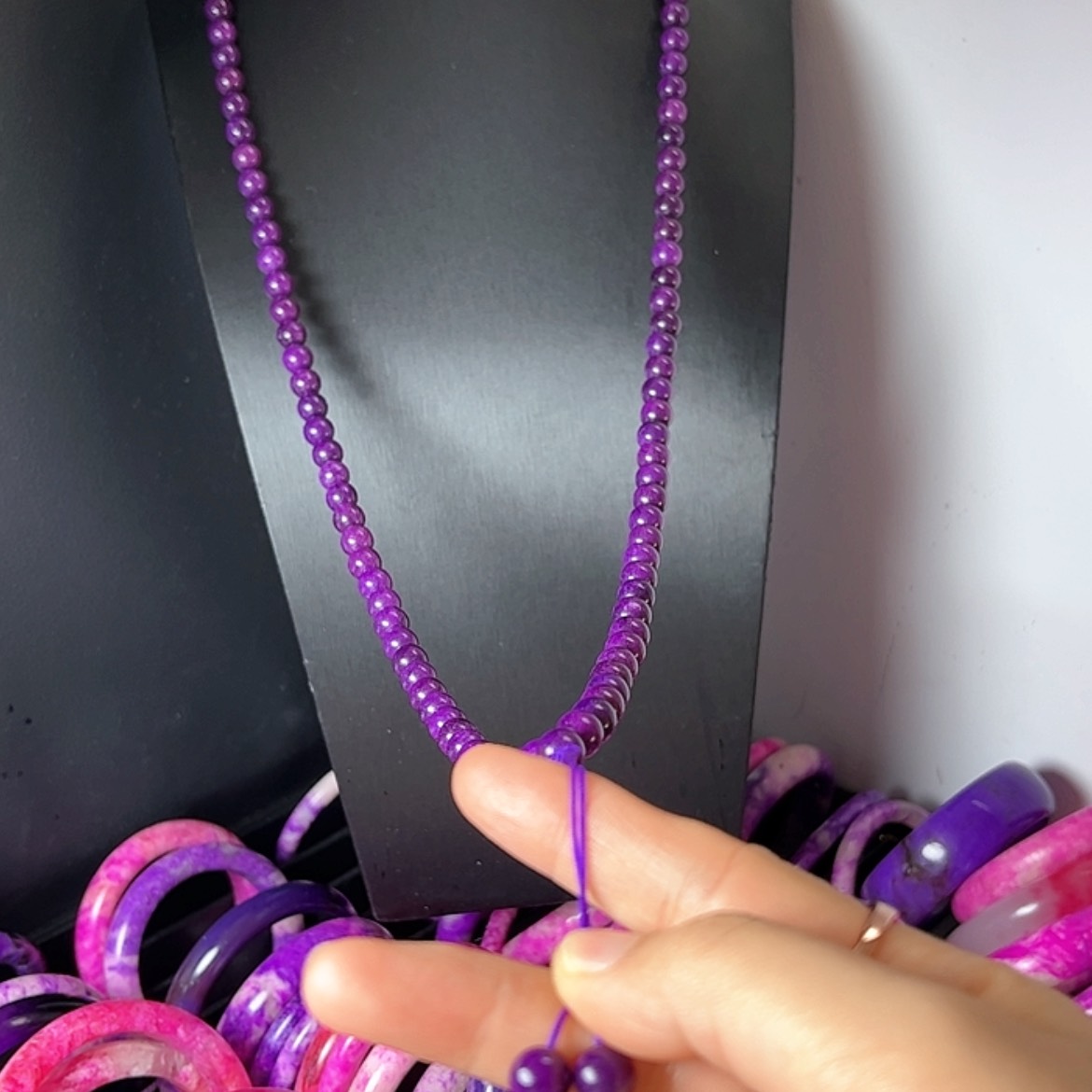 【闪购商品】玻璃DIY毛衣链108舒具石老油帝王紫丝绒玉华卡8